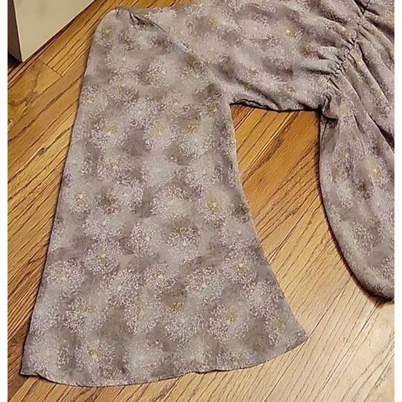 Dandelion Print One Shoulder Bell Sleeve Mini Dress Party Homecoming Size M - Picture 3 of 6